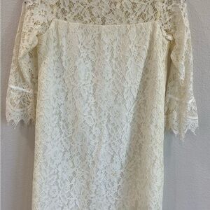 David's Bridal Cream Lace Kids Formal flower girl Dress size 10